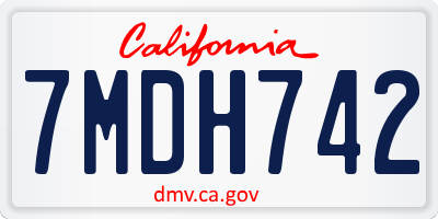 CA license plate 7MDH742