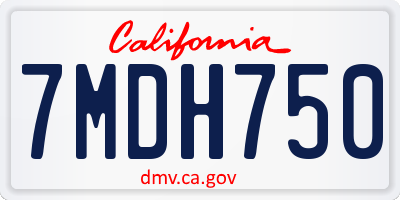 CA license plate 7MDH750