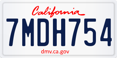 CA license plate 7MDH754