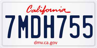 CA license plate 7MDH755