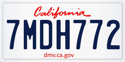 CA license plate 7MDH772