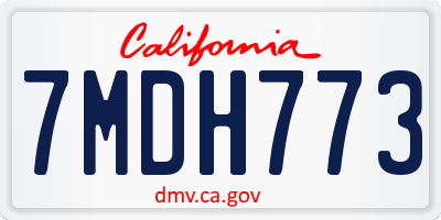 CA license plate 7MDH773