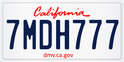 CA license plate 7MDH777