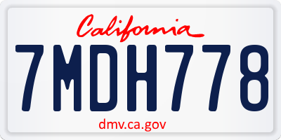 CA license plate 7MDH778