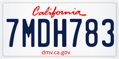 CA license plate 7MDH783