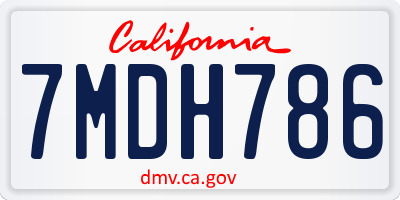 CA license plate 7MDH786