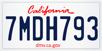 CA license plate 7MDH793