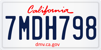 CA license plate 7MDH798