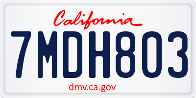 CA license plate 7MDH803
