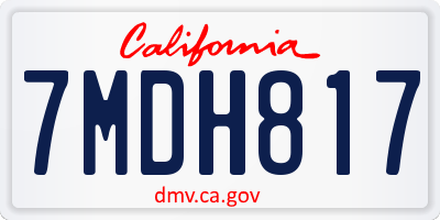 CA license plate 7MDH817