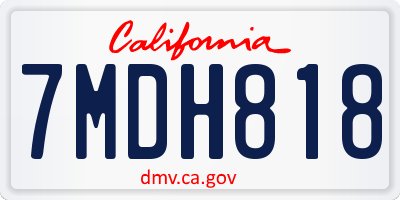 CA license plate 7MDH818