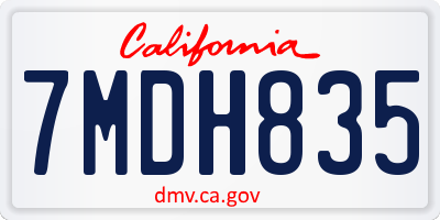 CA license plate 7MDH835