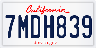 CA license plate 7MDH839