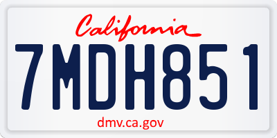 CA license plate 7MDH851