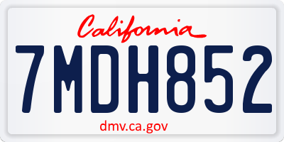 CA license plate 7MDH852