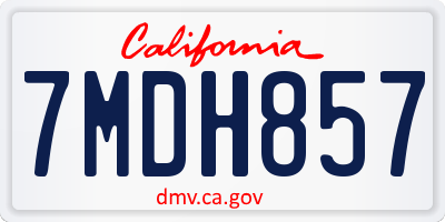 CA license plate 7MDH857