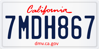 CA license plate 7MDH867