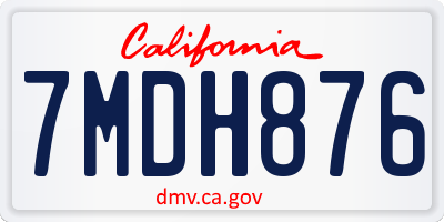 CA license plate 7MDH876
