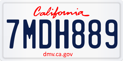 CA license plate 7MDH889