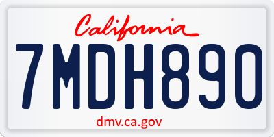 CA license plate 7MDH890