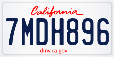 CA license plate 7MDH896