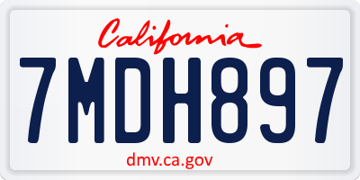 CA license plate 7MDH897