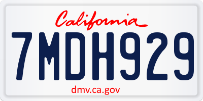 CA license plate 7MDH929