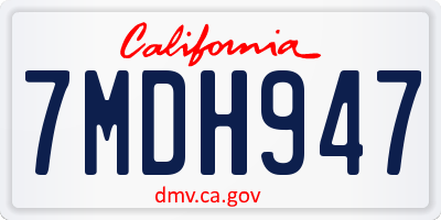 CA license plate 7MDH947