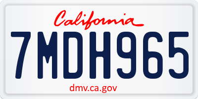 CA license plate 7MDH965