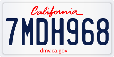 CA license plate 7MDH968