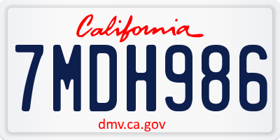 CA license plate 7MDH986