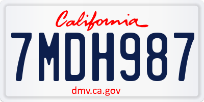 CA license plate 7MDH987