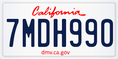 CA license plate 7MDH990