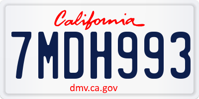 CA license plate 7MDH993