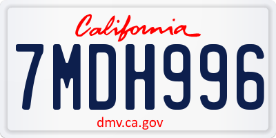 CA license plate 7MDH996