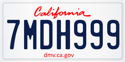 CA license plate 7MDH999