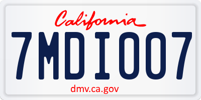 CA license plate 7MDI007