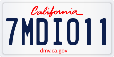 CA license plate 7MDI011