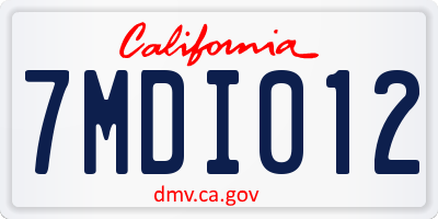 CA license plate 7MDI012