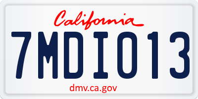 CA license plate 7MDI013