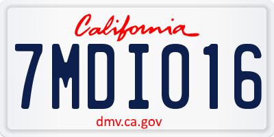 CA license plate 7MDI016