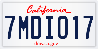 CA license plate 7MDI017