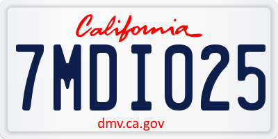 CA license plate 7MDI025