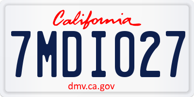 CA license plate 7MDI027