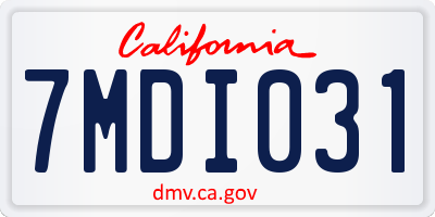 CA license plate 7MDI031