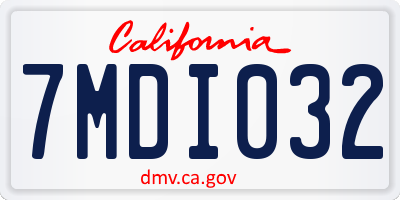 CA license plate 7MDI032