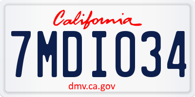 CA license plate 7MDI034