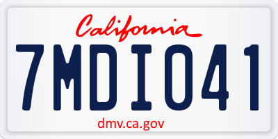 CA license plate 7MDI041