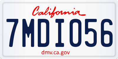 CA license plate 7MDI056