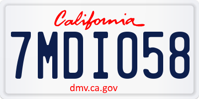 CA license plate 7MDI058